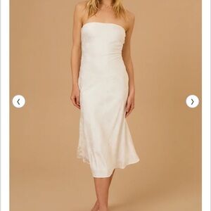 Altar'd State Strapless Satin Midi Dress